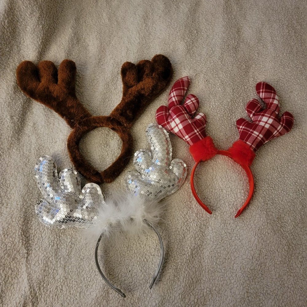 Set of 3 Holiday Antler Headbands